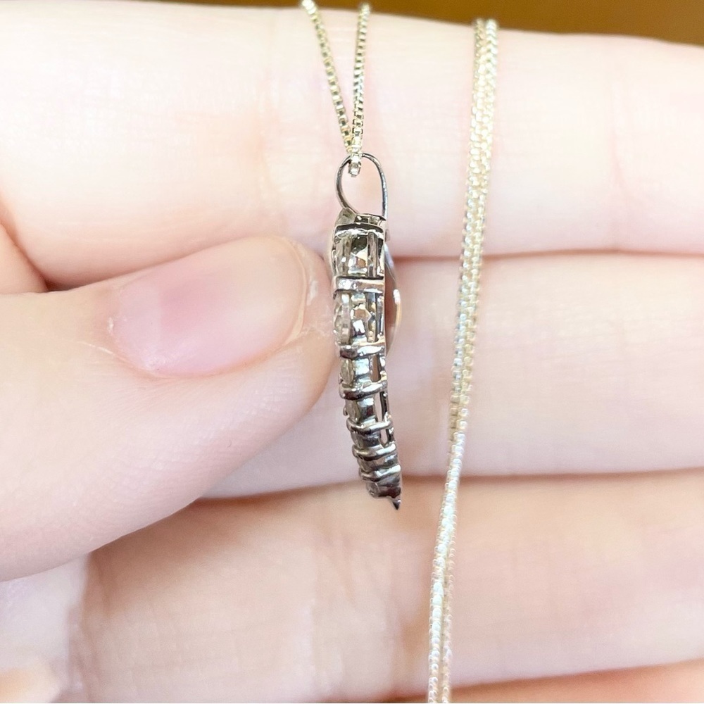 10K white cubic zirconia cz open heart half eternity paved white gold pendant‍ - Picture 6 of 9